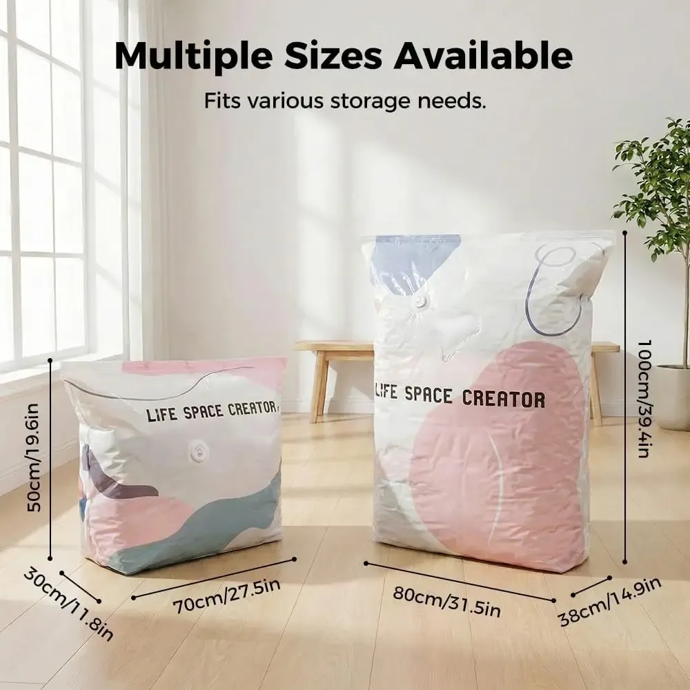Sacs de rangement sous vide sans pompe, sacs de compression cube pour vêtements et literie de grande taille 2