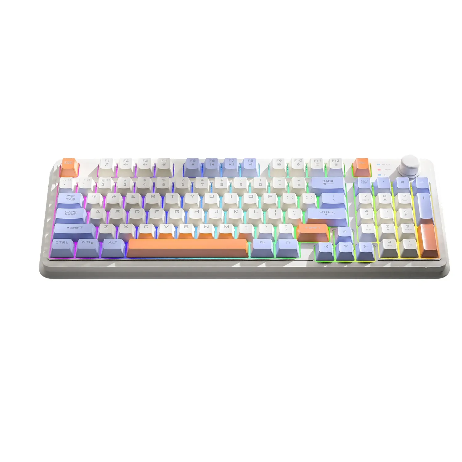 Clavier de jeu sans fil K94 Bluetooth 5.0 / 2,4 GHz, récepteur 2 en 1, 95 touches, format TKL, silencieux, rétroéclairage LED arc-en-ciel 2