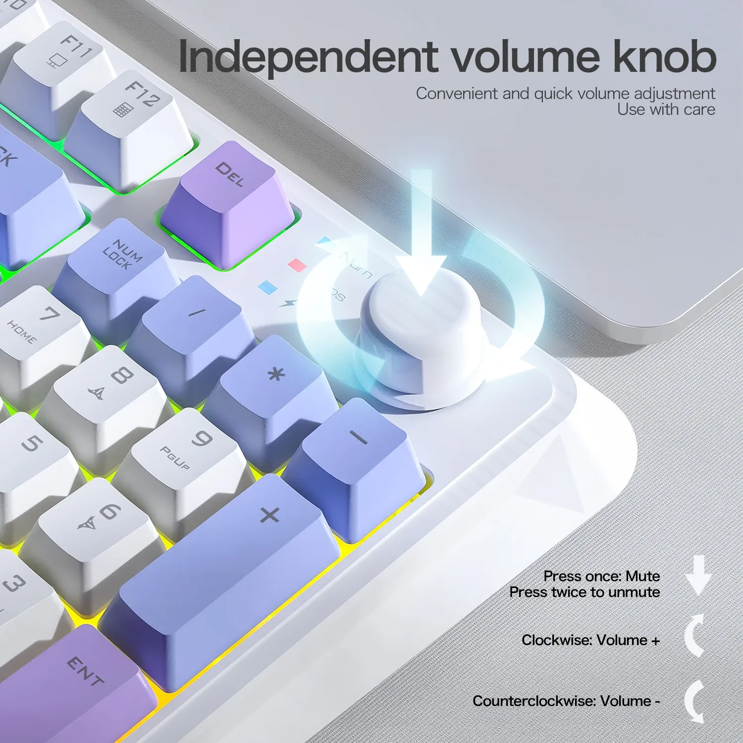 Clavier de jeu sans fil K94 Bluetooth 5.0 / 2,4 GHz, récepteur 2 en 1, 95 touches, format TKL, silencieux, rétroéclairage LED arc-en-ciel 3