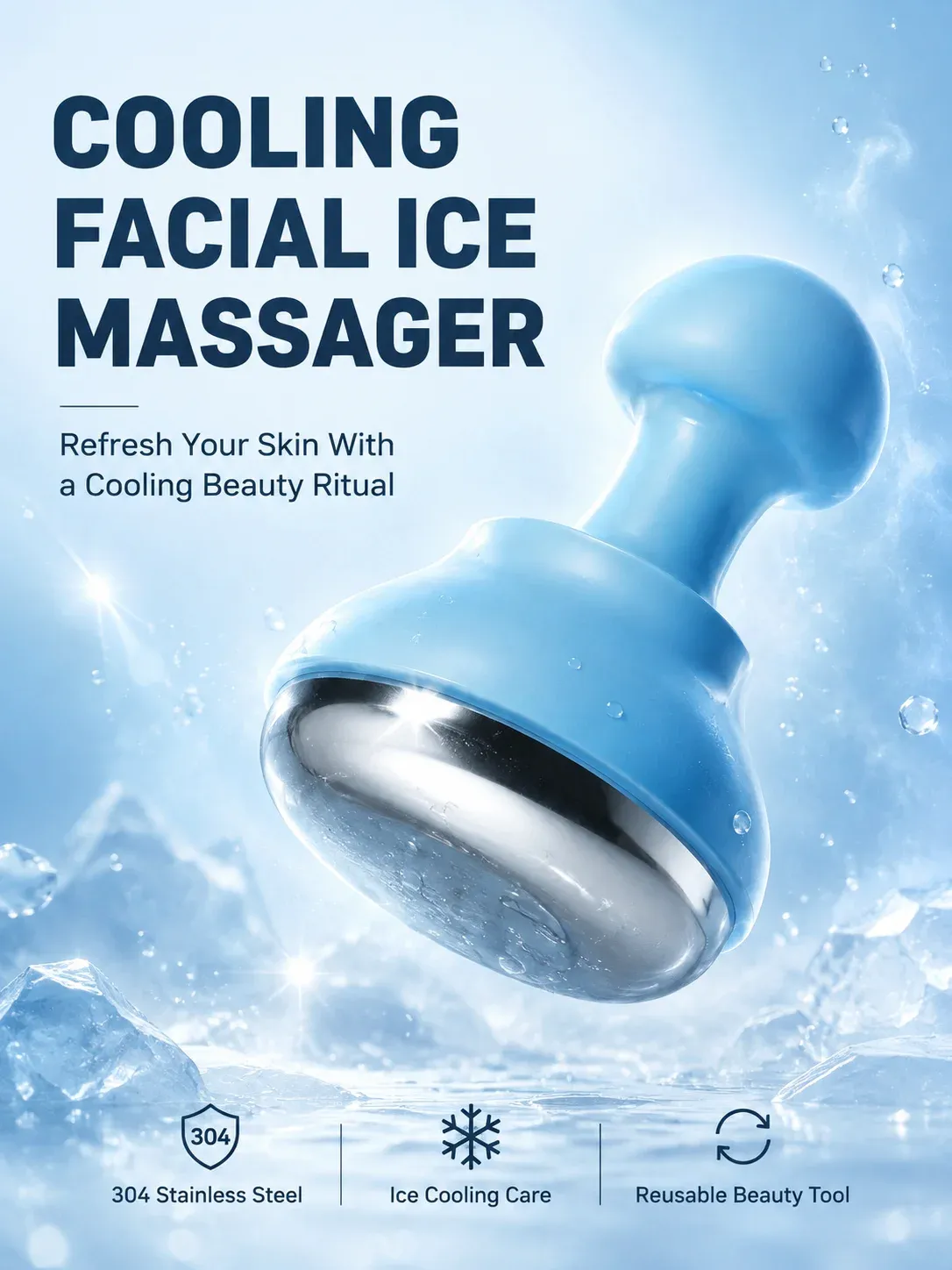 Rouleau de massage facial rafraîchissant, vue de détail