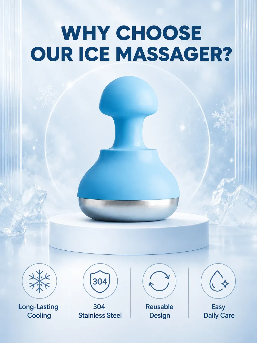 Rouleau de massage facial rafraîchissant, présentation finale