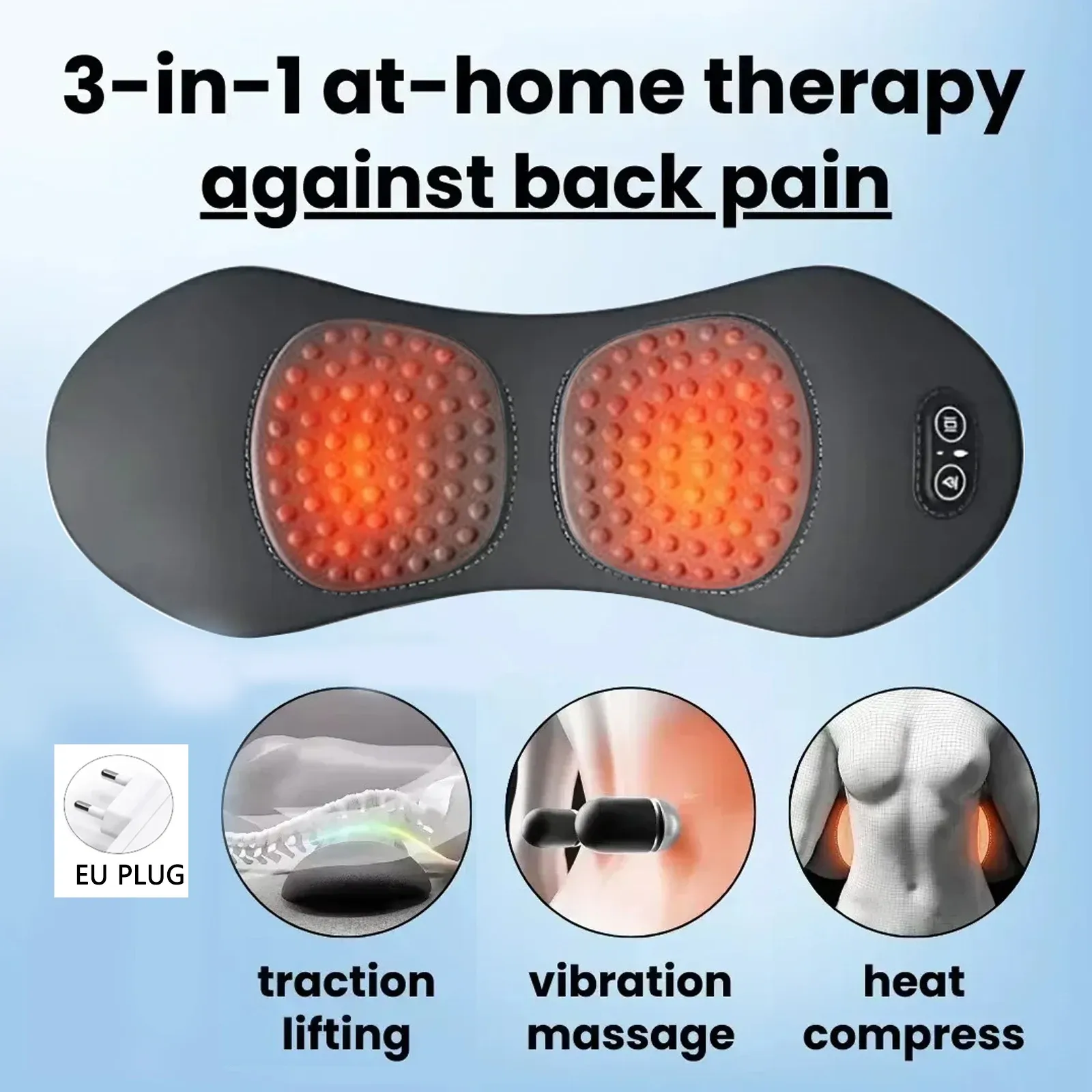 Masseur de dos 3 en 1 avec lit de massage, shiatsu, pétrissage profond, portable, pour l'épaule et le bas du dos 7