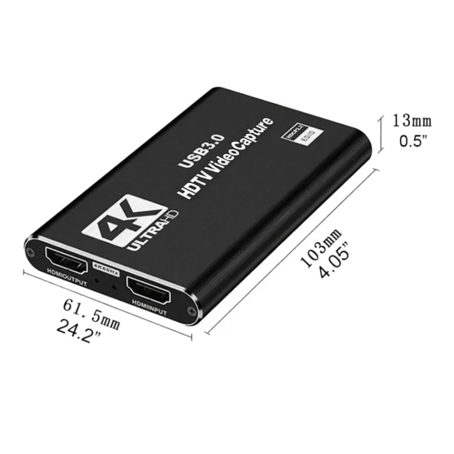 Carte d'acquisition vidéo 4K USB 3.0 avec entrée HDMI, enregistrement HD 1080p pour PC et PS4 4