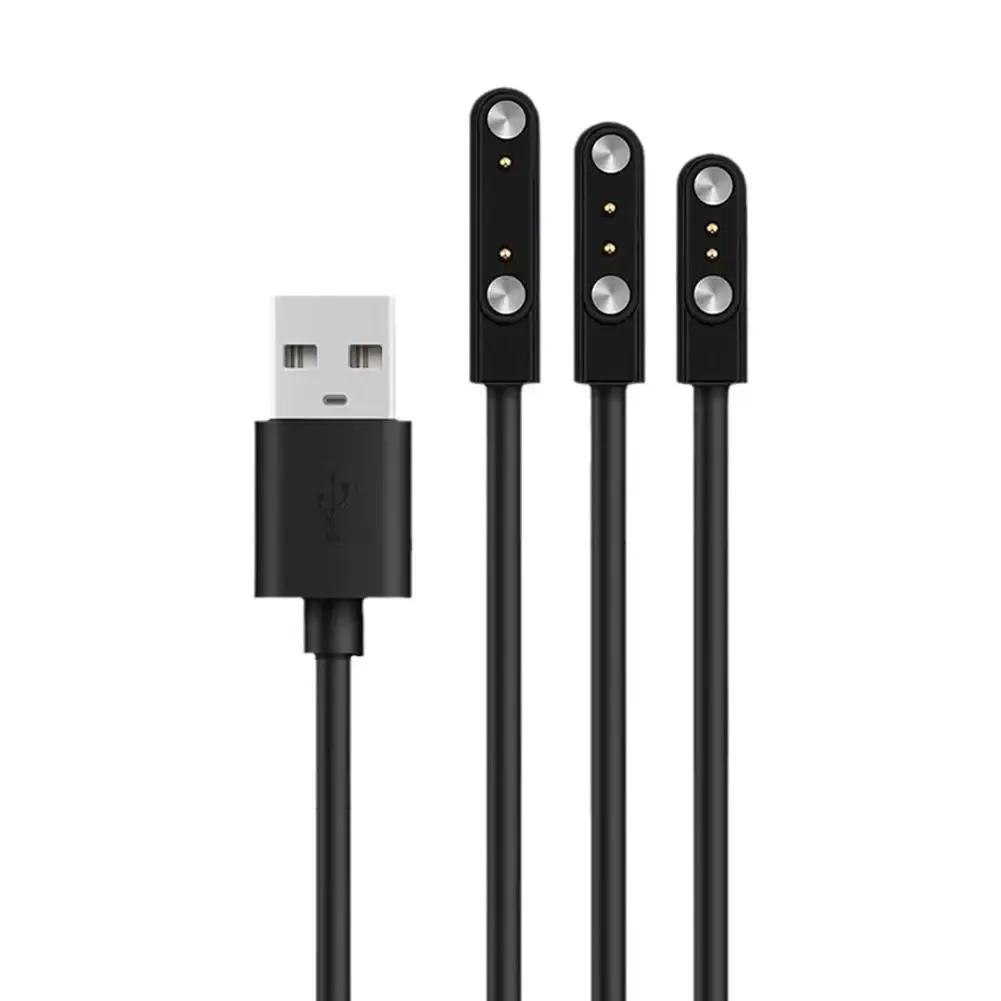 Câble de charge magnétique pour montre connectée, 2 broches, écartements 2,84 / 4 / 7,62 mm, noir, câble d'alimentation USB universel 1