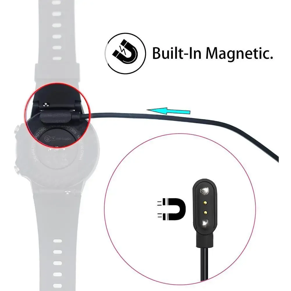 Câble de charge magnétique pour montre connectée, 2 broches, écartements 2,84 / 4 / 7,62 mm, noir, câble d'alimentation USB universel 4