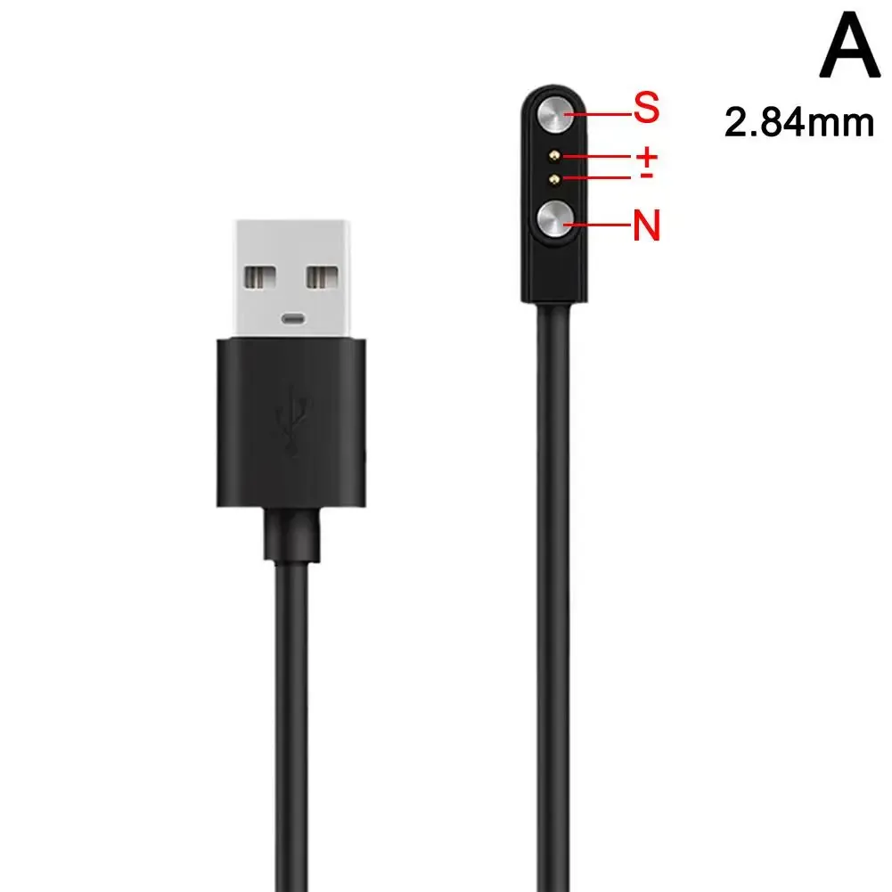 Câble de charge magnétique pour montre connectée, 2 broches, écartements 2,84 / 4 / 7,62 mm, noir, câble d'alimentation USB universel 12