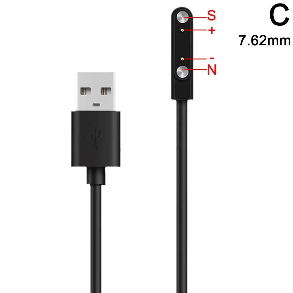 Câble de charge magnétique pour montre connectée, 2 broches, écartements 2,84 / 4 / 7,62 mm, noir, câble d'alimentation USB universel 10