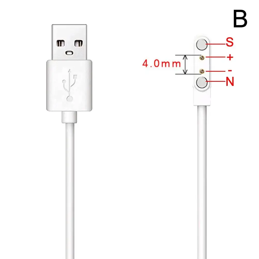 Câble de charge magnétique pour montre connectée, 2 broches, écartements 2,84 / 4 / 7,62 mm, noir, câble d'alimentation USB universel 8
