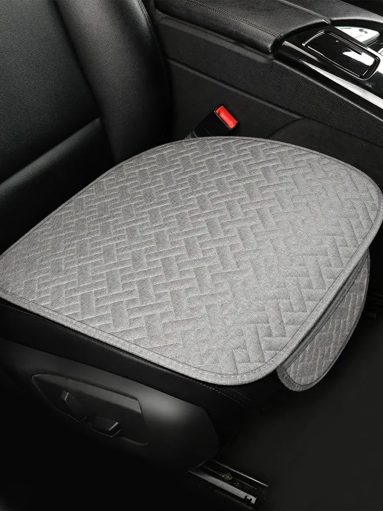 Coussin de siège auto universel en lin, toutes saisons, housse conducteur petite taille, ensemble 1 ou 3 pièces 7