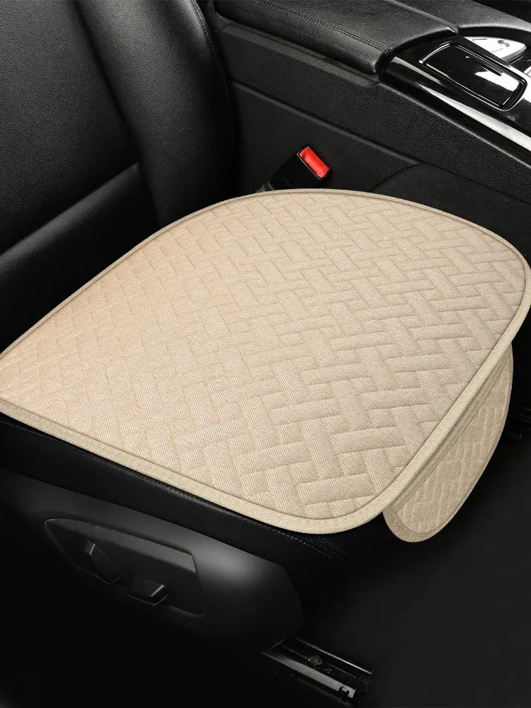 Coussin de siège auto universel en lin, toutes saisons, housse conducteur petite taille, ensemble 1 ou 3 pièces 12
