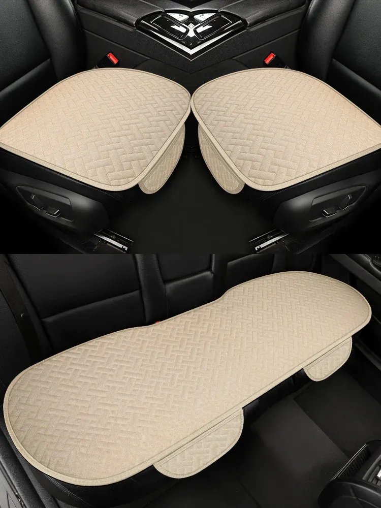 Coussin de siège auto universel en lin, toutes saisons, housse conducteur petite taille, ensemble 1 ou 3 pièces 19