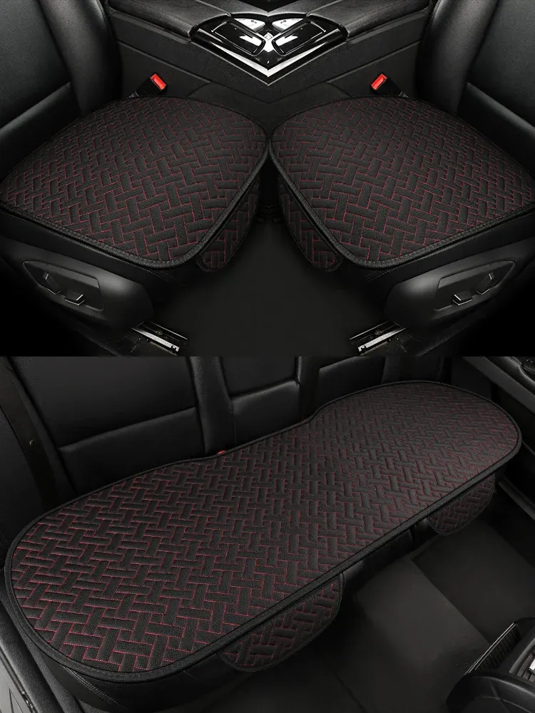 Coussin de siège auto universel en lin, toutes saisons, housse conducteur petite taille, ensemble 1 ou 3 pièces 18