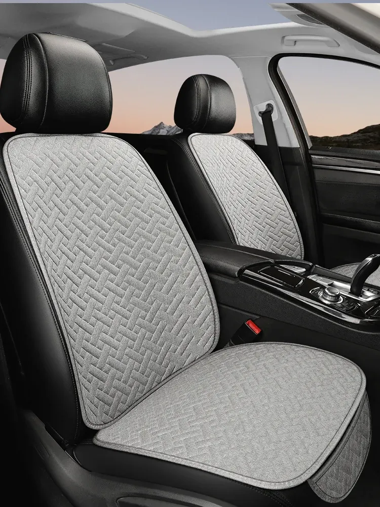 Coussin de siège auto universel en lin, toutes saisons, housse conducteur petite taille, ensemble 1 ou 3 pièces 16