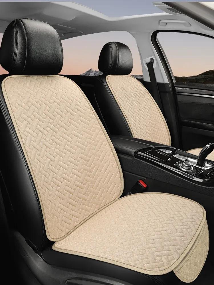Coussin de siège auto universel en lin, toutes saisons, housse conducteur petite taille, ensemble 1 ou 3 pièces 23