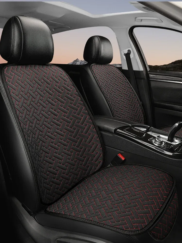 Coussin de siège auto universel en lin, toutes saisons, housse conducteur petite taille, ensemble 1 ou 3 pièces 22