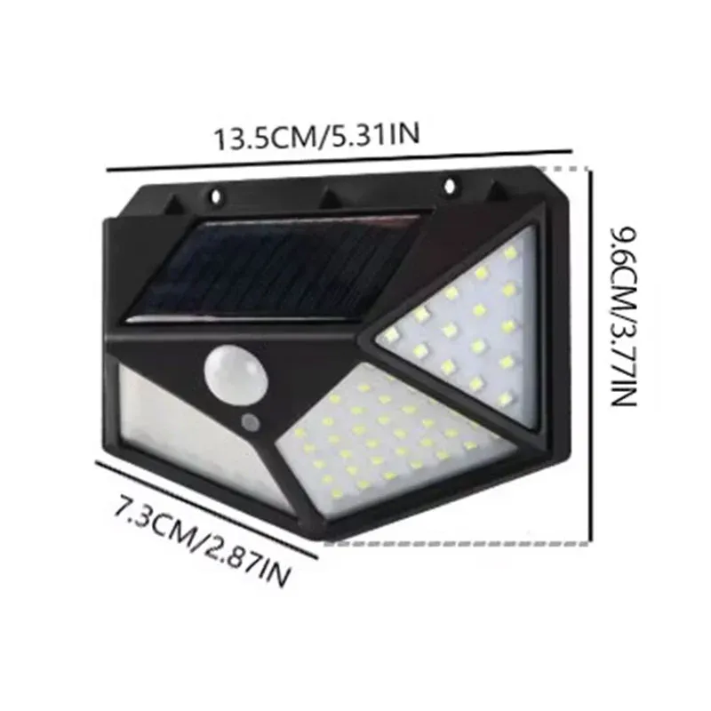 Applique Murale Solaire Étanche 100 LED avec Détecteur de Mouvement, Luminaire d'Extérieur pour Jardin et Allée 2