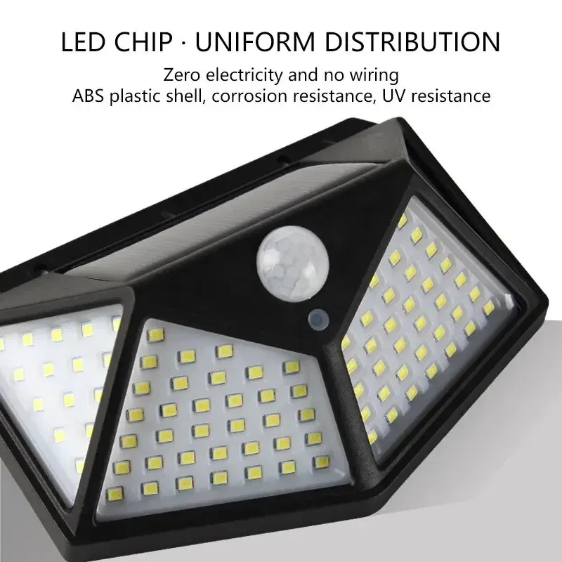 Applique Murale Solaire Étanche 100 LED avec Détecteur de Mouvement, Luminaire d'Extérieur pour Jardin et Allée 3