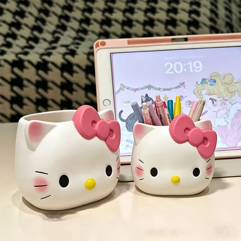 Porte-stylo Hello Kitty, organisateur de bureau mignon style dessin animé, pot de rangement pour pinceaux de maquillage, pour la maison, le bureau et la décoration d'étude - Image 1