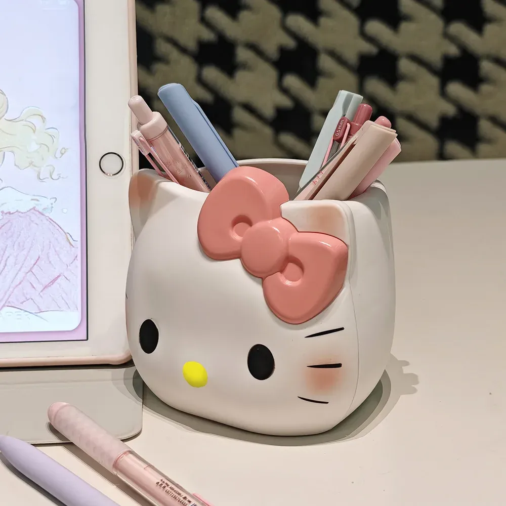 Porte-stylo Hello Kitty, organisateur de bureau mignon style dessin animé, pot de rangement pour pinceaux de maquillage, pour la maison, le bureau et la décoration d'étude 4