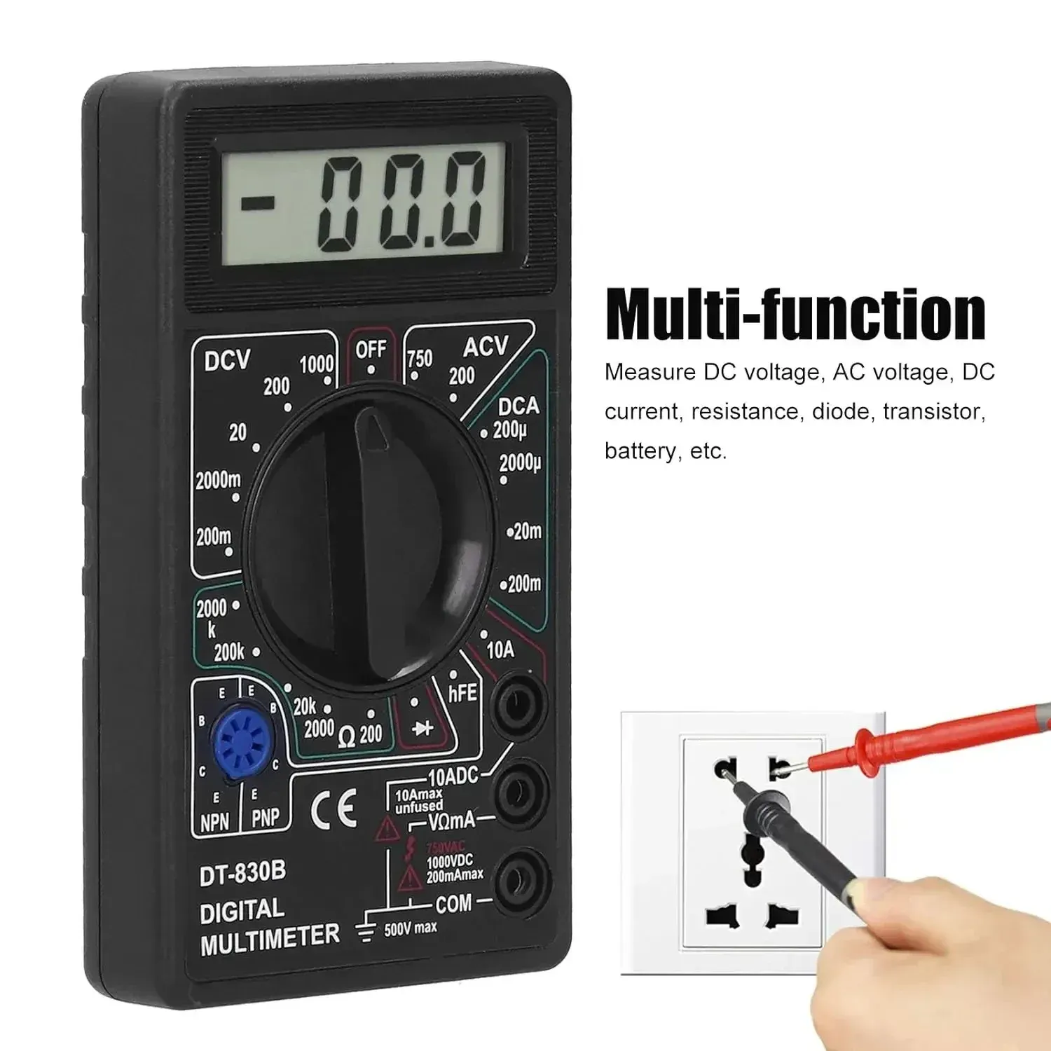 Multimètre DT-830B vue détaillée