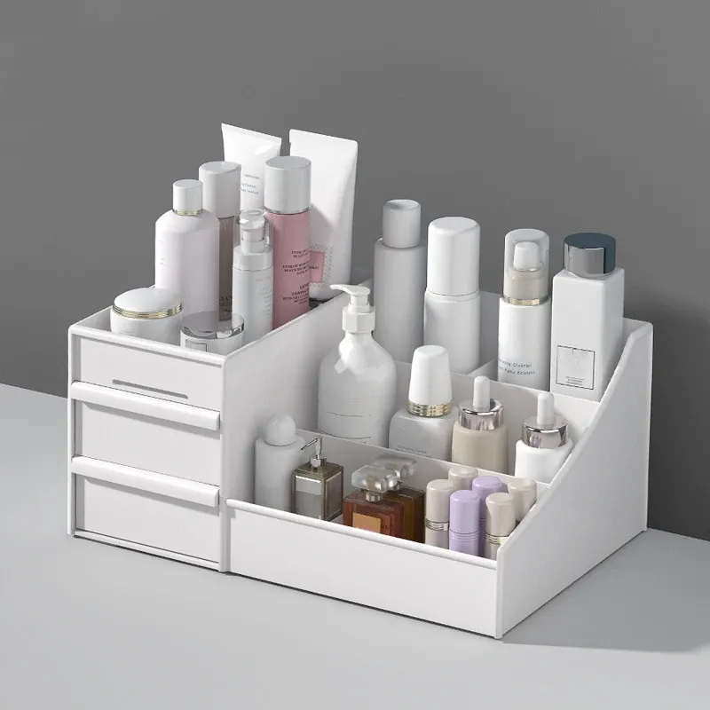 Tiroir de rangement de maquillage blanc, vue d'ensemble