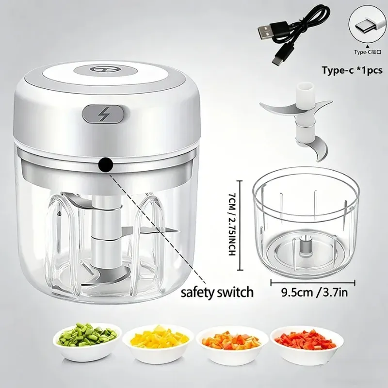 Hachoir électrique USB portable pour ail, viande et légumes 6