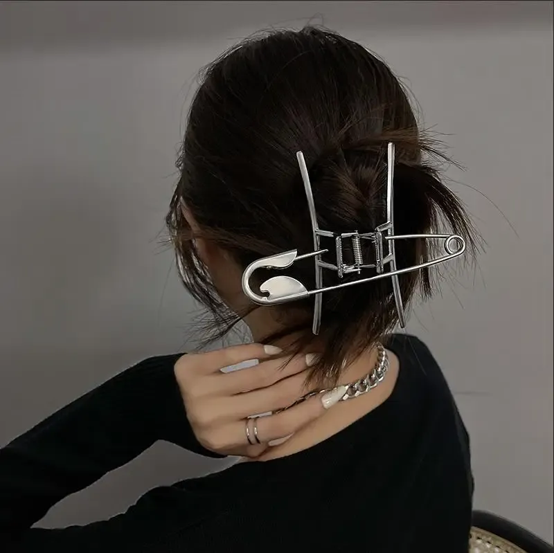 Grandes pinces à griffes métalliques Y2K pour femmes, pour cheveux épais ou fins 4