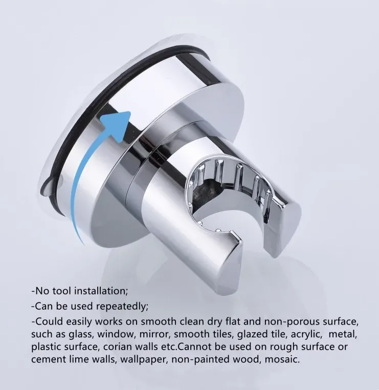 Support universel pour pommeau de douche, détail de fixation
