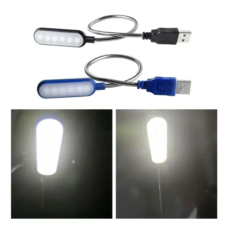 Mini lampe de lecture LED USB à col de cygne flexible, lampe de nuit portable, rechargeable sur batterie externe ou ordinateur portable 5
