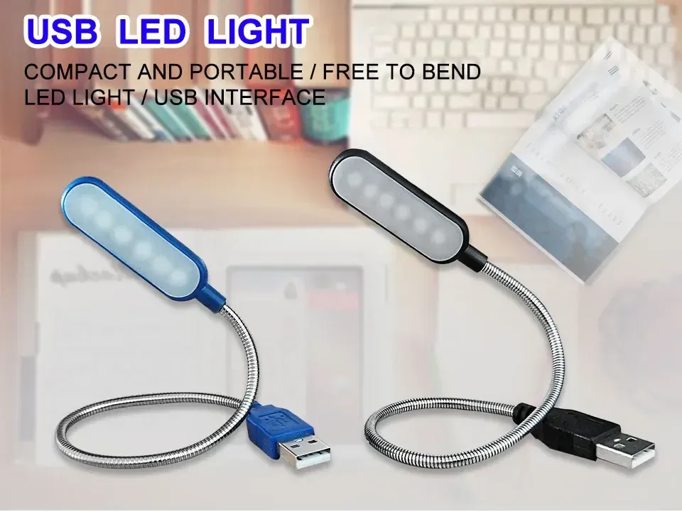 Mini lampe de lecture LED USB à col de cygne flexible