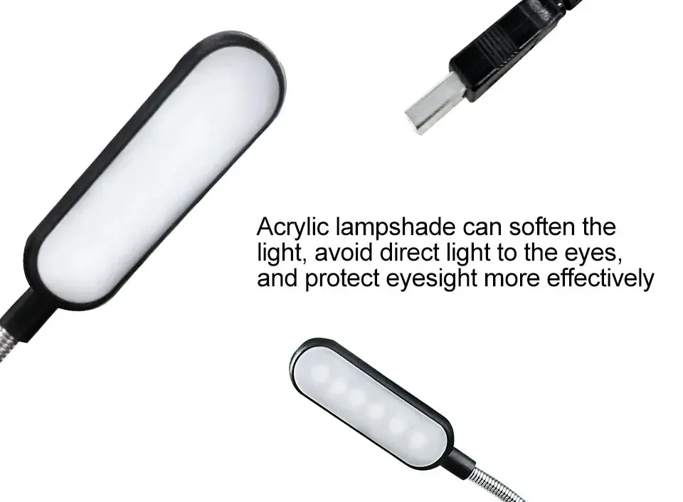 Lampe de lecture LED USB sous différents angles