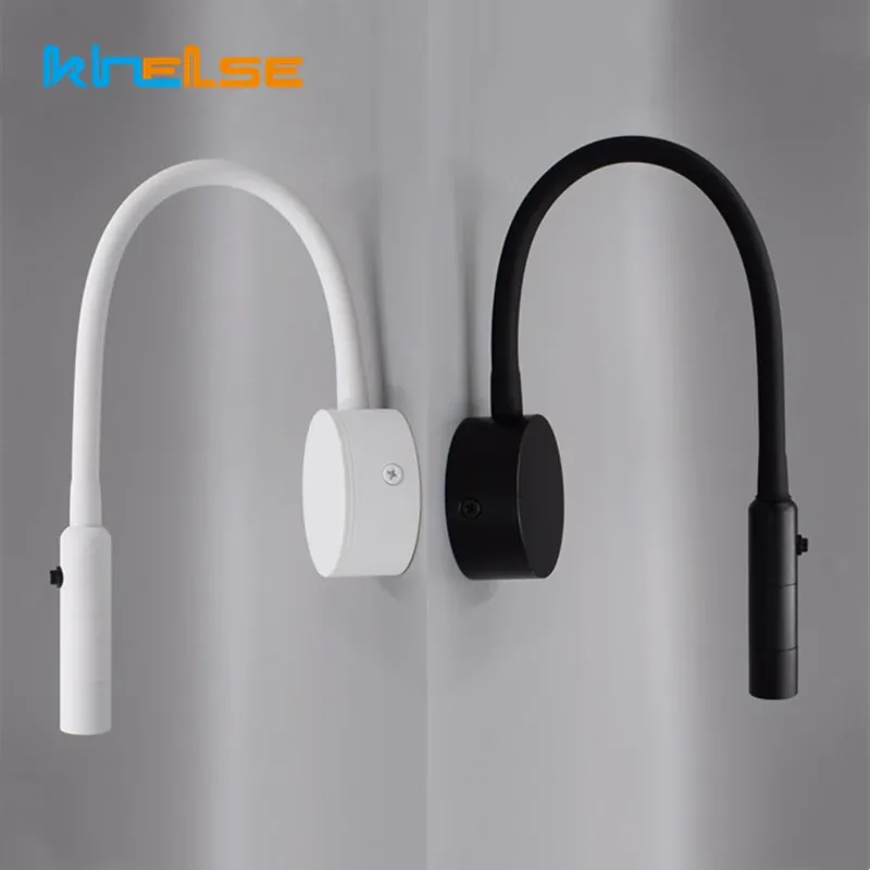 Lampe LED flexible à fixation murale 1 W / 3 W avec col de cygne, idéale pour la lecture, l'étude, le chevet, l'hôtel ou la tête de lit, avec interrupteur - Image 1