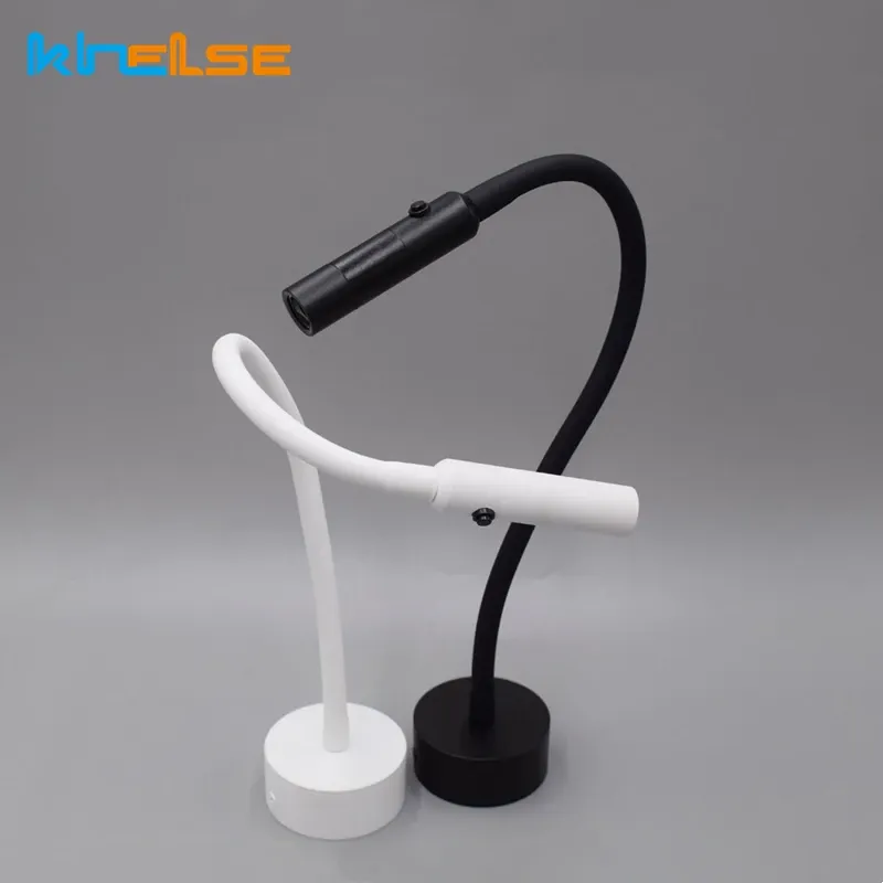 Lampe LED flexible à fixation murale 1 W / 3 W avec col de cygne, idéale pour la lecture, l'étude, le chevet, l'hôtel ou la tête de lit, avec interrupteur 2
