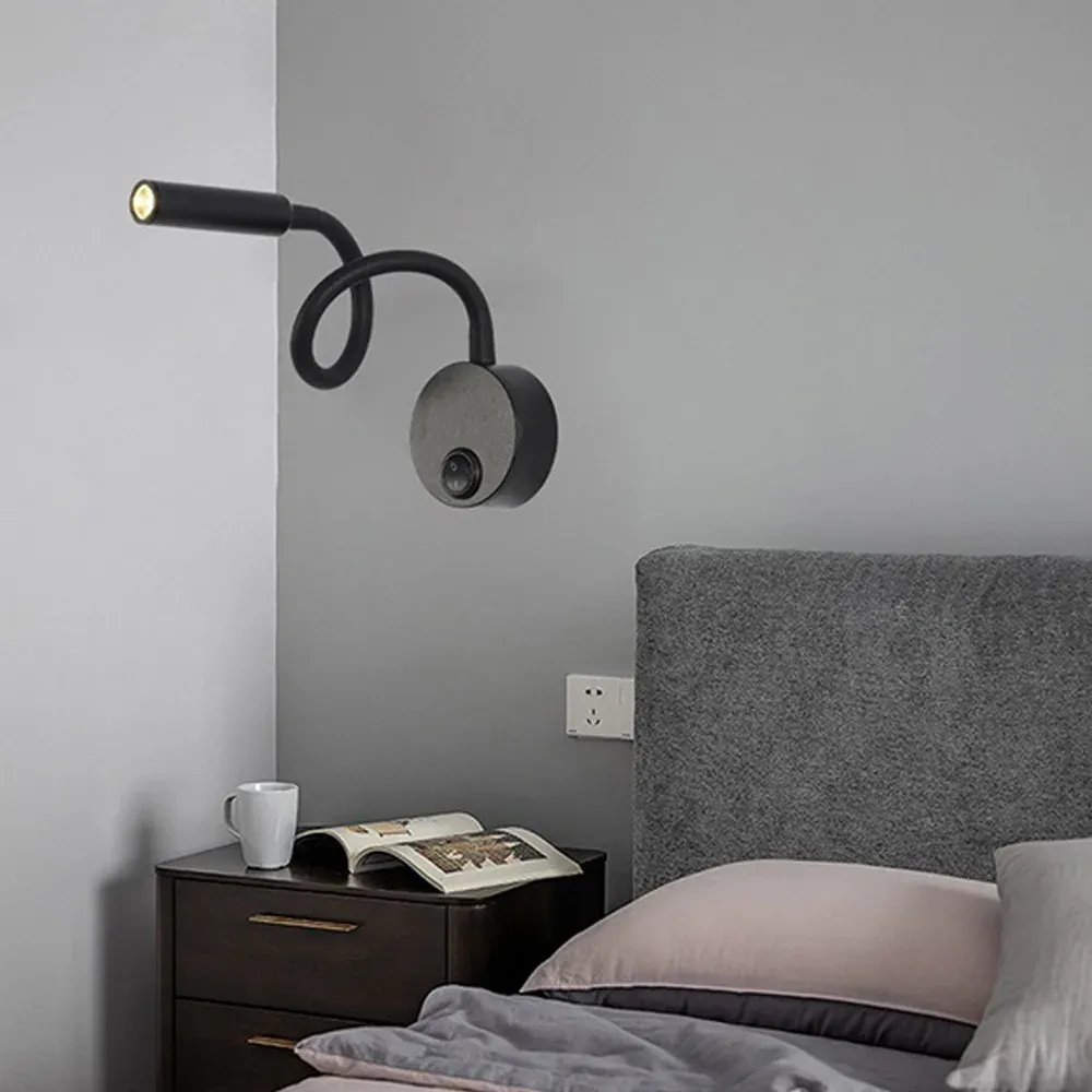 Lampe LED flexible à fixation murale 1 W / 3 W avec col de cygne, idéale pour la lecture, l'étude, le chevet, l'hôtel ou la tête de lit, avec interrupteur 4