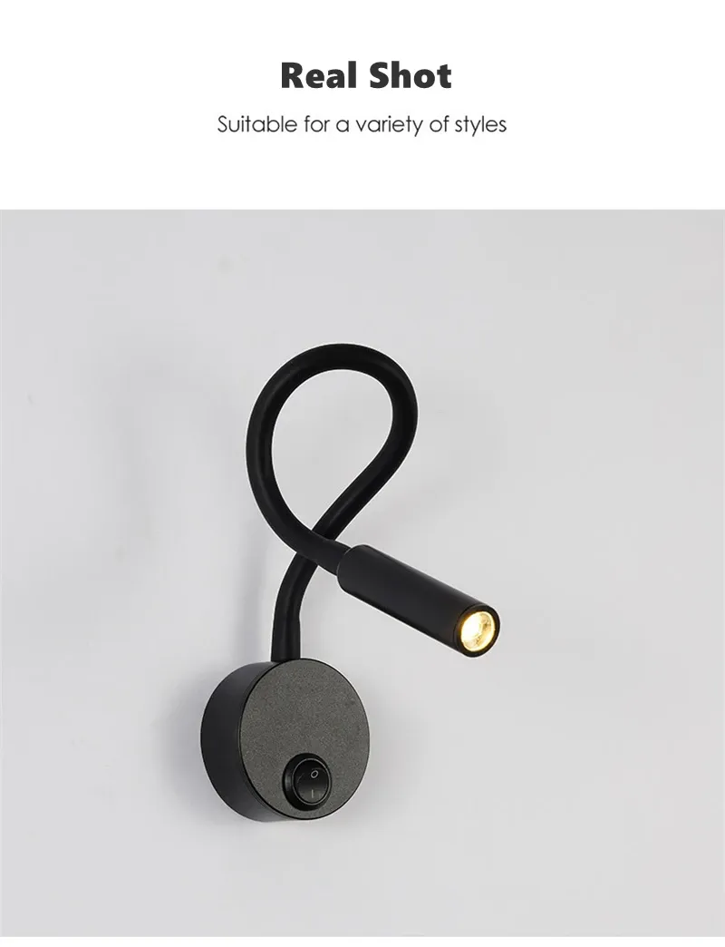 Applique murale LED en finition noire