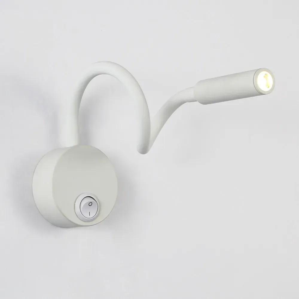 Lampe LED flexible à fixation murale 1 W / 3 W avec col de cygne, idéale pour la lecture, l'étude, le chevet, l'hôtel ou la tête de lit, avec interrupteur 13