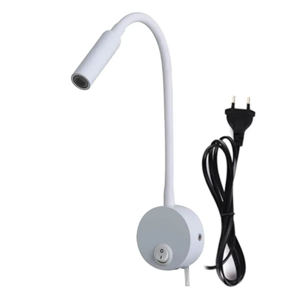 Lampe LED flexible à fixation murale 1 W / 3 W avec col de cygne, idéale pour la lecture, l'étude, le chevet, l'hôtel ou la tête de lit, avec interrupteur 17