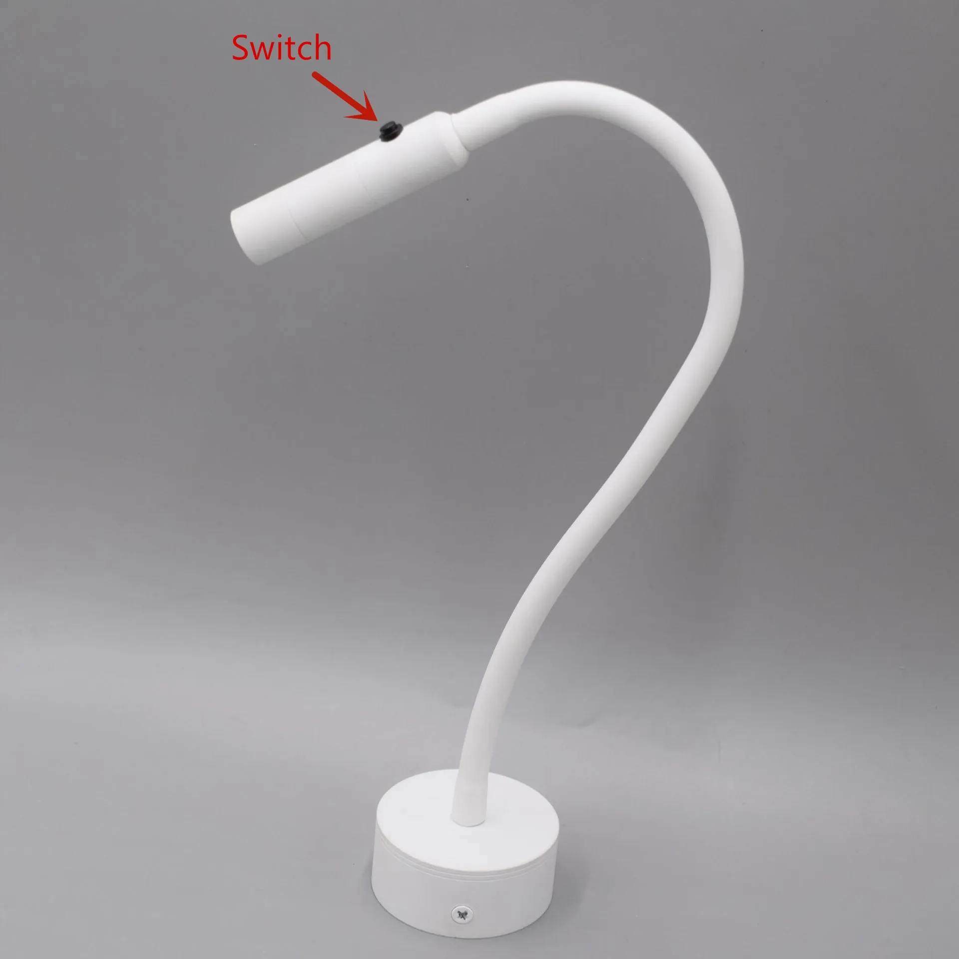 Lampe LED flexible à fixation murale 1 W / 3 W avec col de cygne, idéale pour la lecture, l'étude, le chevet, l'hôtel ou la tête de lit, avec interrupteur 16