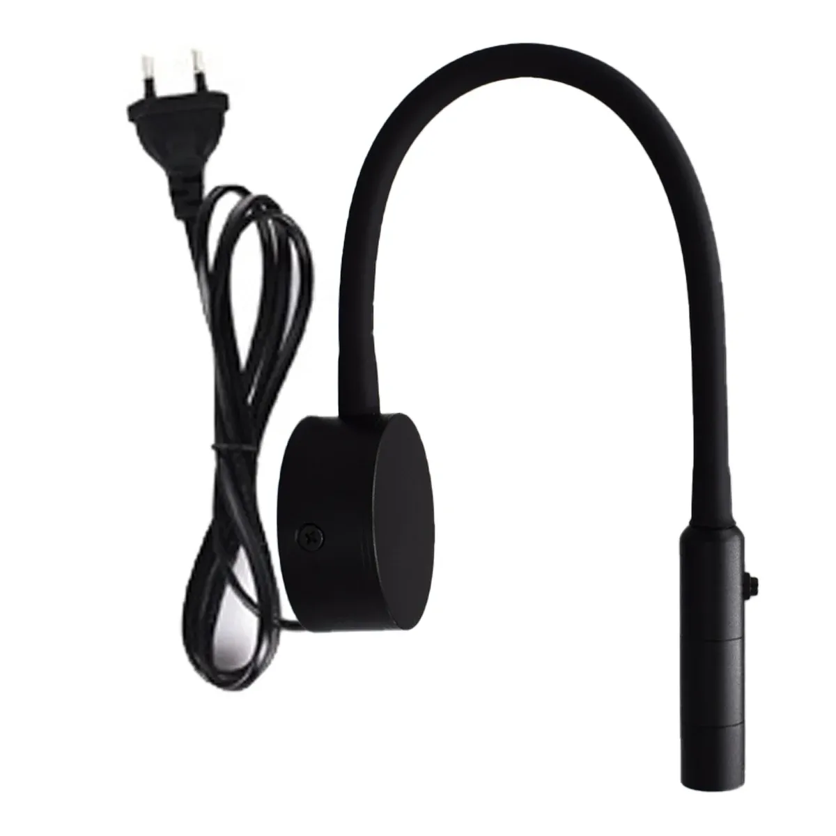 Lampe LED flexible à fixation murale 1 W / 3 W avec col de cygne, idéale pour la lecture, l'étude, le chevet, l'hôtel ou la tête de lit, avec interrupteur 7