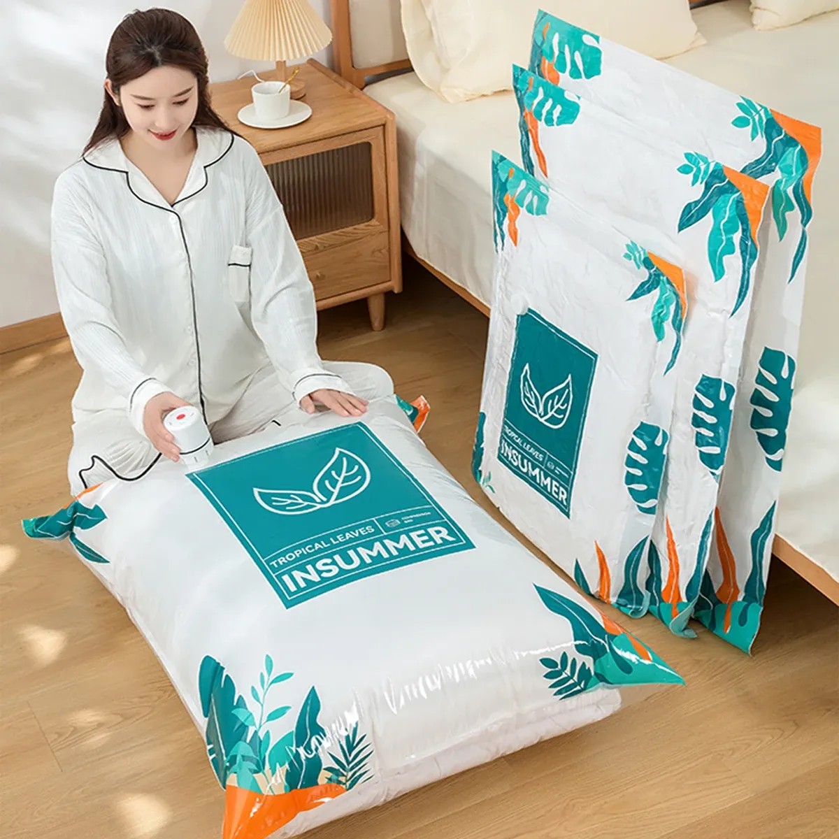 Sac de compression sous vide réutilisable, épais et imperméable, pour vêtements et couette 2
