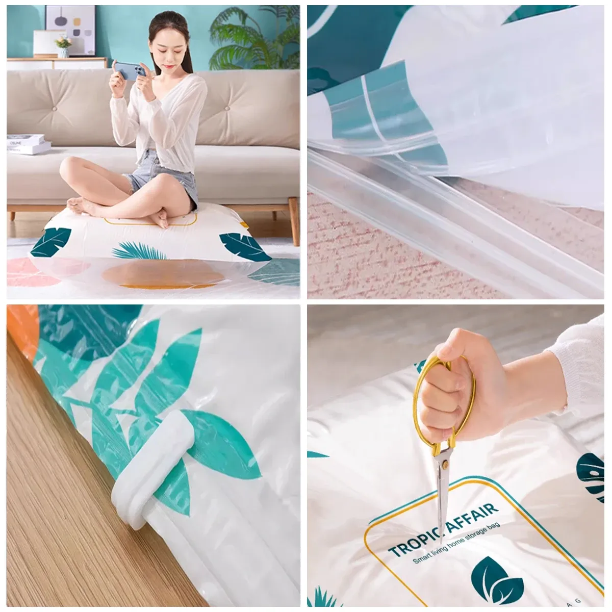 Sac de compression sous vide réutilisable, épais et imperméable, pour vêtements et couette 5