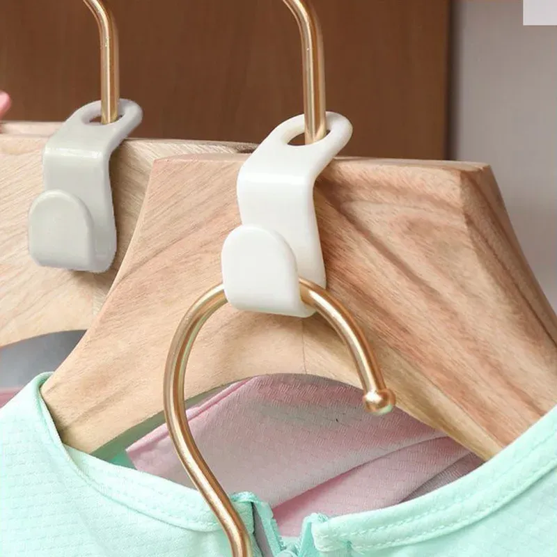 Lot de 5 à 50 crochets pour cintres en plastique, connectables en cascade : organisateur multifonction gain de place pour chambre et armoire 2