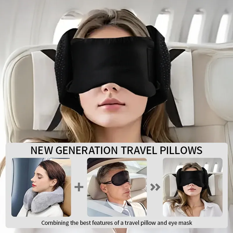 Oreiller cervical de voyage avec masque pour les yeux
