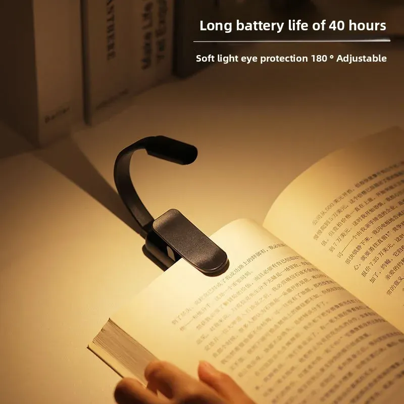 Mini lampe de lecture LED à pince - 3 niveaux de luminosité, rechargeable par USB, idéale pour les voyages, la chambre et la lecture 2