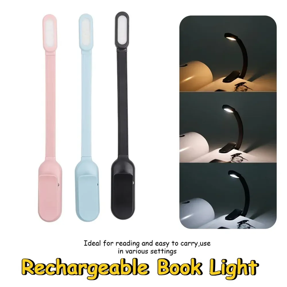 Mini lampe de lecture LED à pince - 3 niveaux de luminosité, rechargeable par USB, idéale pour les voyages, la chambre et la lecture - Image 1
