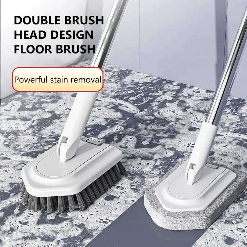 Brosse de nettoyage pour salle de bain 95 cm, manche long et tête amovible pour sol, baignoire et carrelage - Image 1