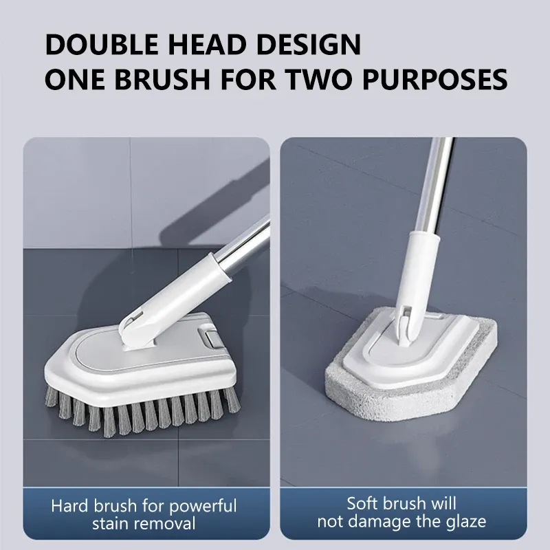 Brosse de nettoyage pour salle de bain 95 cm, manche long et tête amovible pour sol, baignoire et carrelage 4