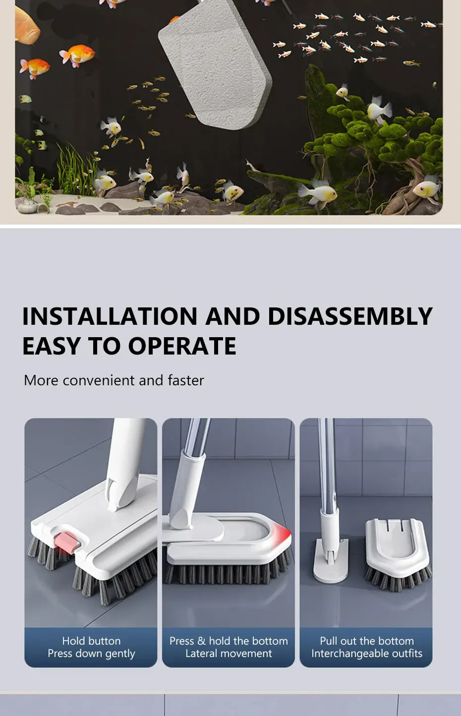 Brosse de nettoyage, finition et ergonomie