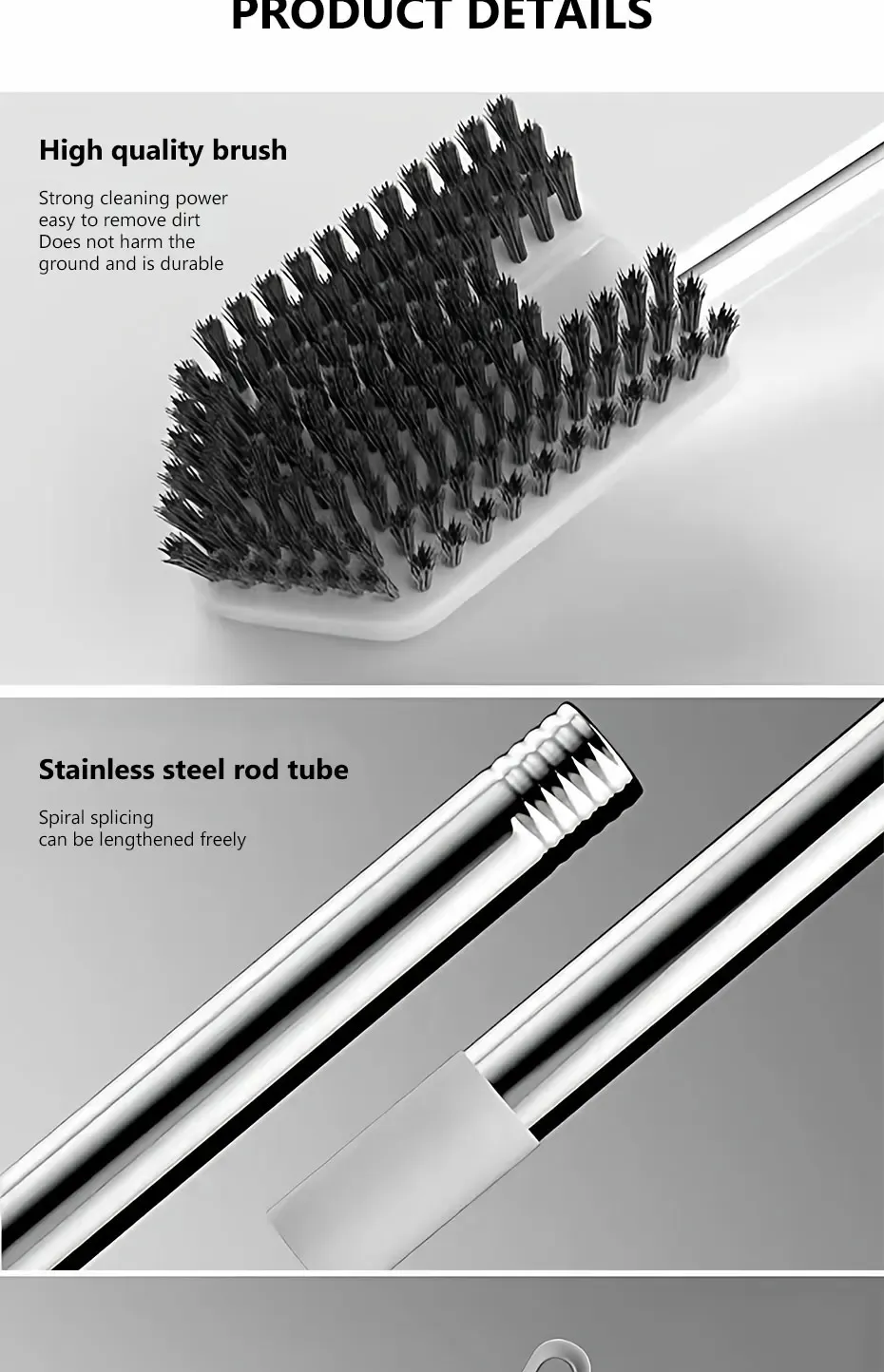 Brosse de nettoyage, utilisation sur carrelage