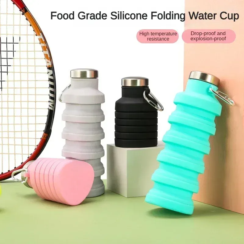 Gourde pliable en silicone 500 ml sans BPA, format télescopique pour le voyage, le sport et la randonnée - Image 1
